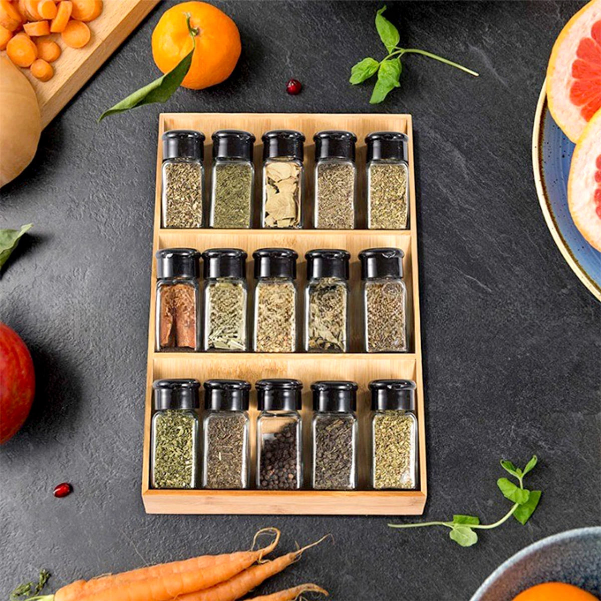 Bamboo Drawer Spice Rack